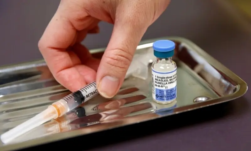 A vial of the measles, mumps, and rubella virus (MMR) vaccine is pictured at the International Community Health Services clinic in Seattle, Washington, March 20, 2019. — Reuters A vial of the measles, mumps, and rubella virus (MMR) vaccine is pictured at the International Community Health Services clinic in Seattle, Washington, March 20, 2019. — Reuters