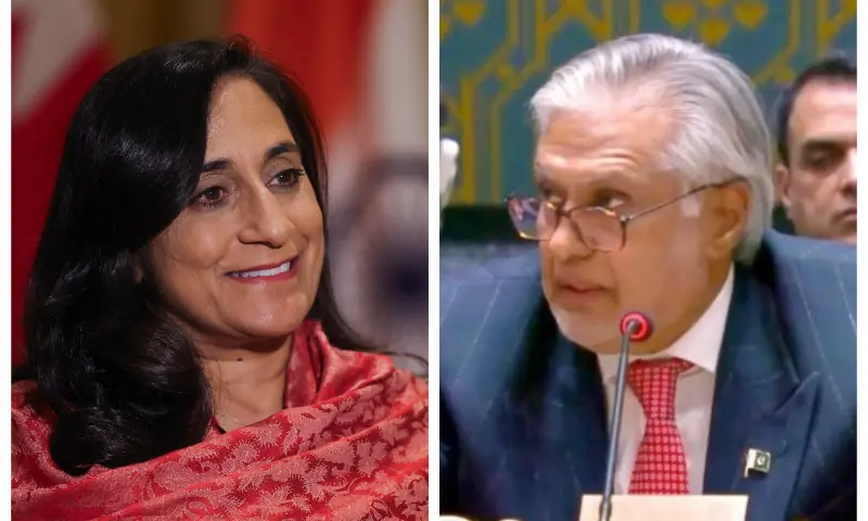 This combination photo shows Anita Anand, the Canadian minister of foreign affairs, and Deputy Prime Minister and Foreign Minister Ishaq Dar. &mdash; Reuters/PID/File