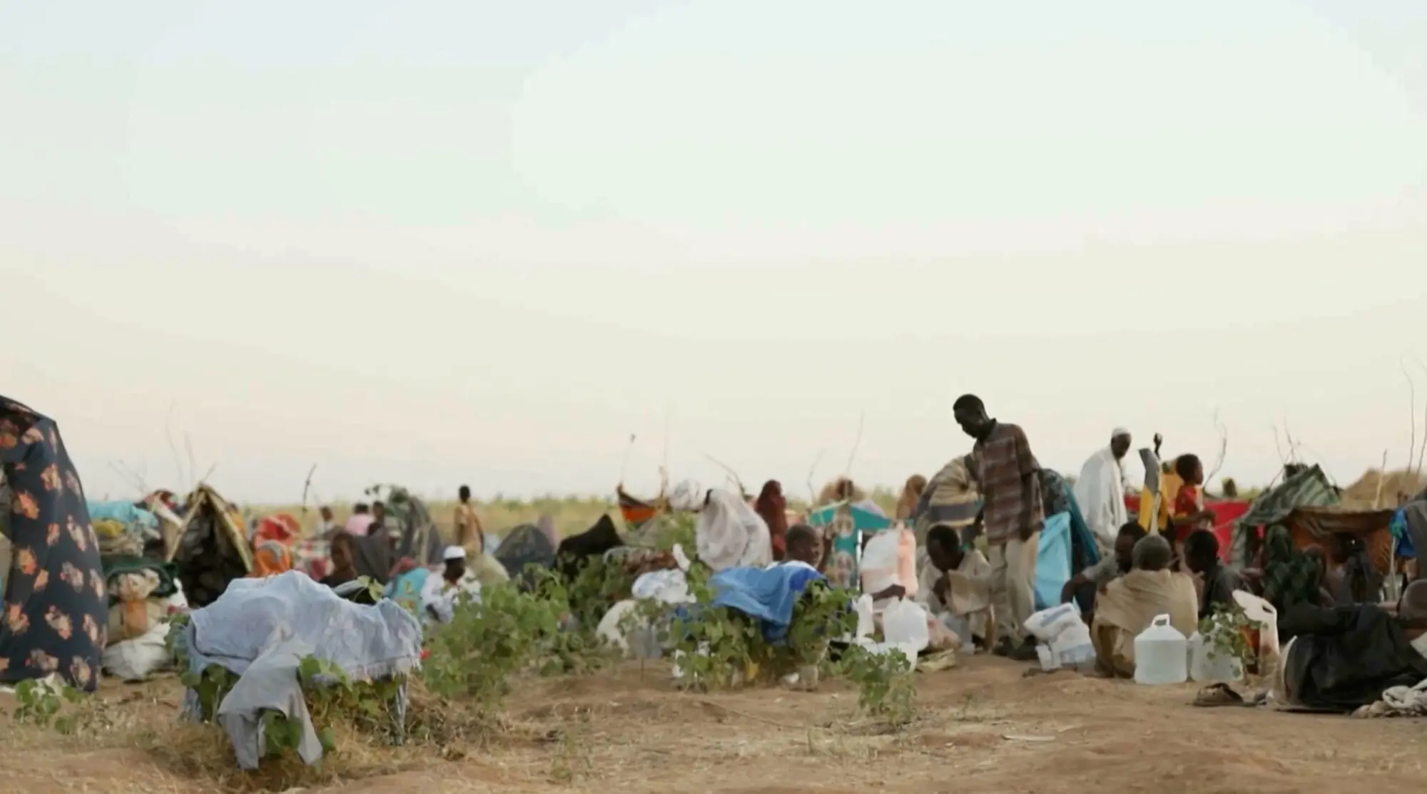 Displaced Sudanese gather and sit in makeshift tents after fleeing the Darfur town of Al-Fasher in Tawila, Sudan, on October 29. – Reuters
