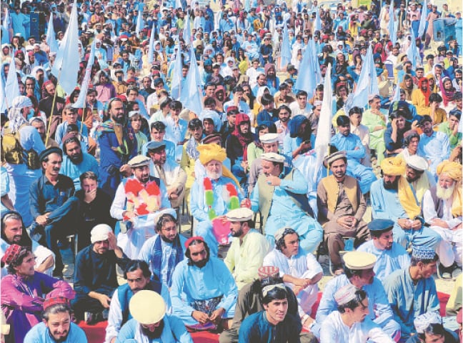 Political alliance stages a protest on Friday. &mdash; Dawn
