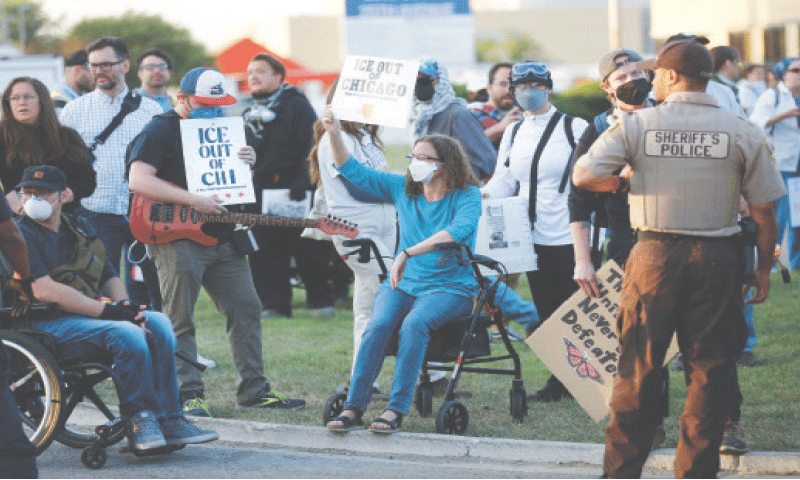 HUNDREDS of protesters gather near an Immigration and Customs Enforcement (ICE) facility in Broadview, Illinois, opposing the detention of undocumented immigrants.—AFP HUNDREDS of protesters gather near an Immigration and Customs Enforcement (ICE) facility in Broadview, Illinois, opposing the detention of undocumented immigrants.—AFP