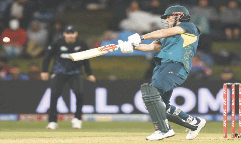 AUSTRALIAN captain Mitchell Marsh cuts during the third Twenty20 International against New Zealand at the Bay Oval on Saturday. &mdash; AFP