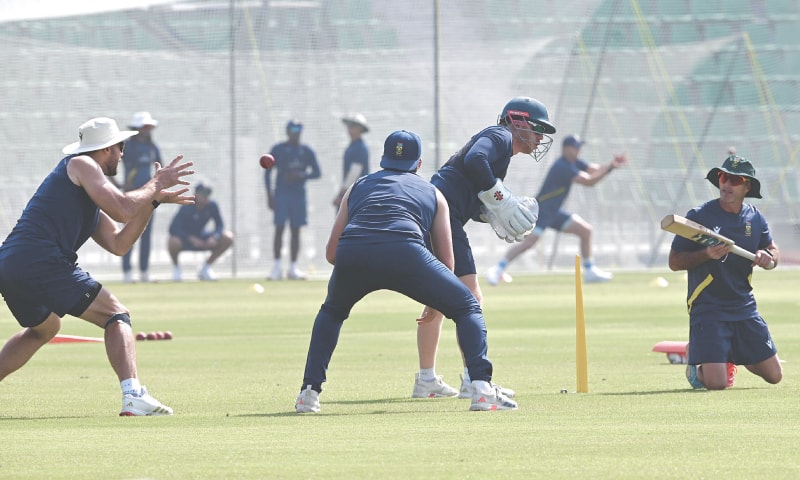PLAYERS of South Africa in action during a training session at the Gaddafi Stadium on Thursday.&mdash;M. Arif/White Star