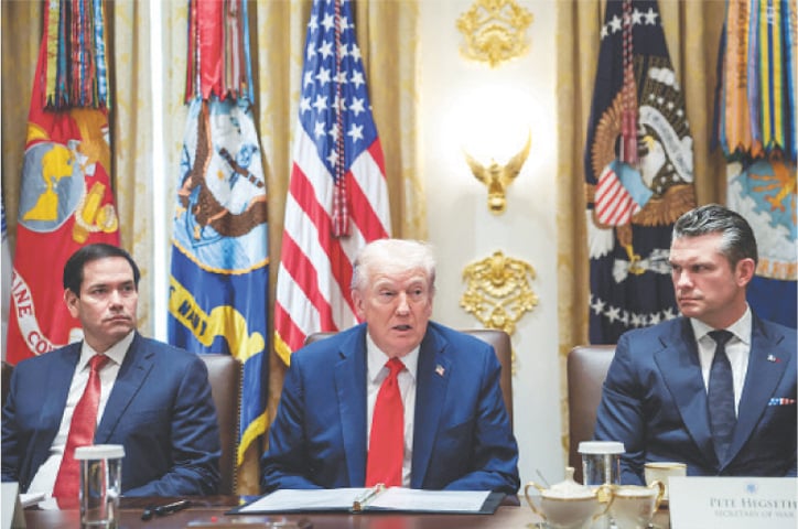 US President Donald Trump speaks about Israel and Hamas agreeing on the first phase of a Gaza ceasefire during a cabinet meeting at the White House.—Reuters