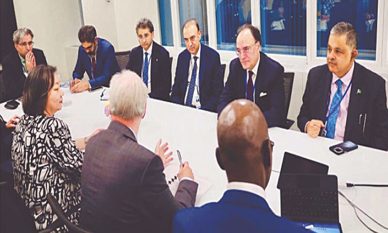 WASHINGTON: Finance Minister Muhammad Aurangzeb holds a meeting with World Bank Senior Managing Director Axel van Trotsenburg.&mdash;PPI