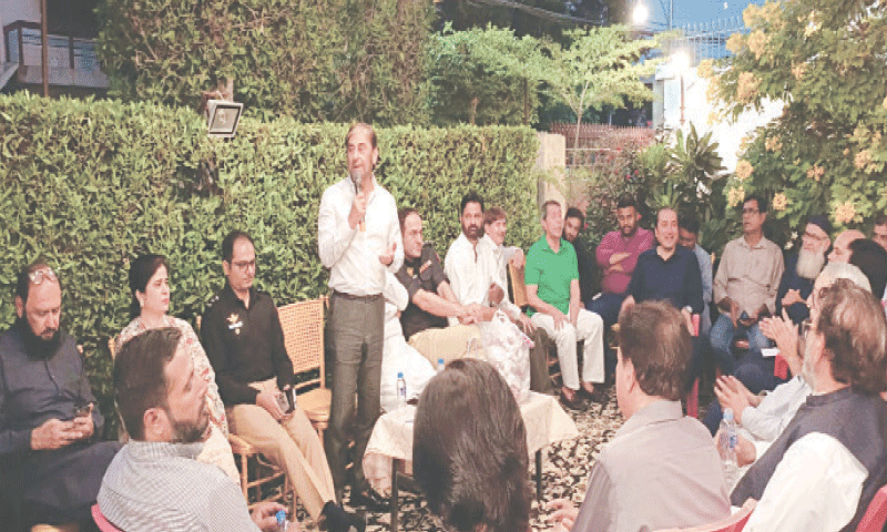 Cantonment Board Clifton Vice President Najeeb Wali speaks at the meeting.&mdash;Dawn