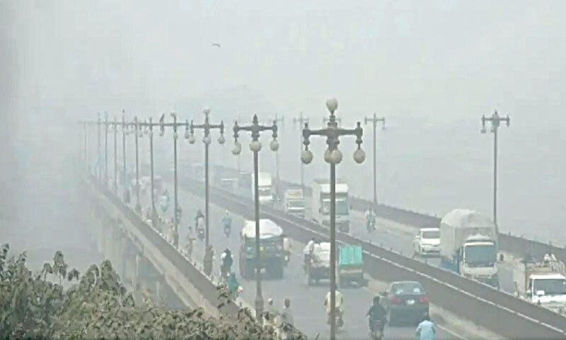 Poor visibility due to thick smog at the Ravi bridge in Lahore in November 2024: Lahore and Karachi were recently ranked among the top five most polluted cities in terms of air quality by Swiss monitoring platform IQAir | White Star