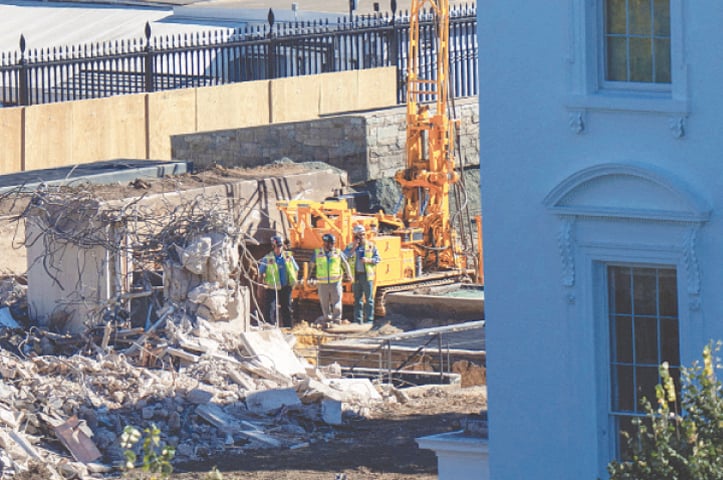 Demolition crews bulldozed the East Wing of the White House, drawing outrage from historians.&mdash;Reuters