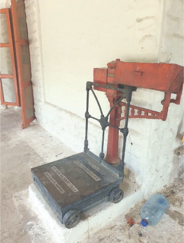 A weighing scale manufactured during the early days of the railway operations remains in working condition.