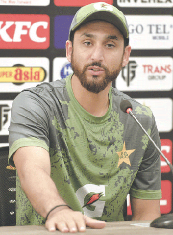 PAKISTAN skipper Salman Ali Agha speaks during a media conference on Monday.&mdash;White Star