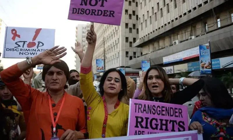 The file photo shows members of Pakistan&rsquo;s transgender community holding placards at a rally. &mdash; AFP/File