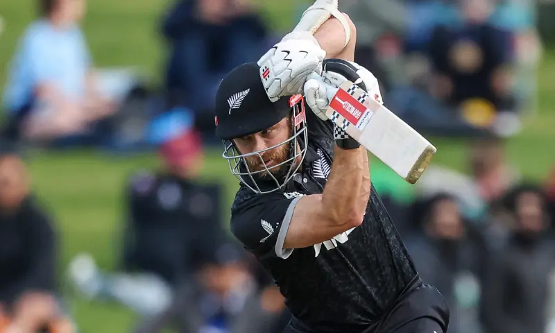 New Zealand&rsquo;s Kane Williamson bats during the second one-day international (ODI) cricket match between New Zealand and England at Seddon Park in Hamilton on October 29, 2025. &mdash; AFP