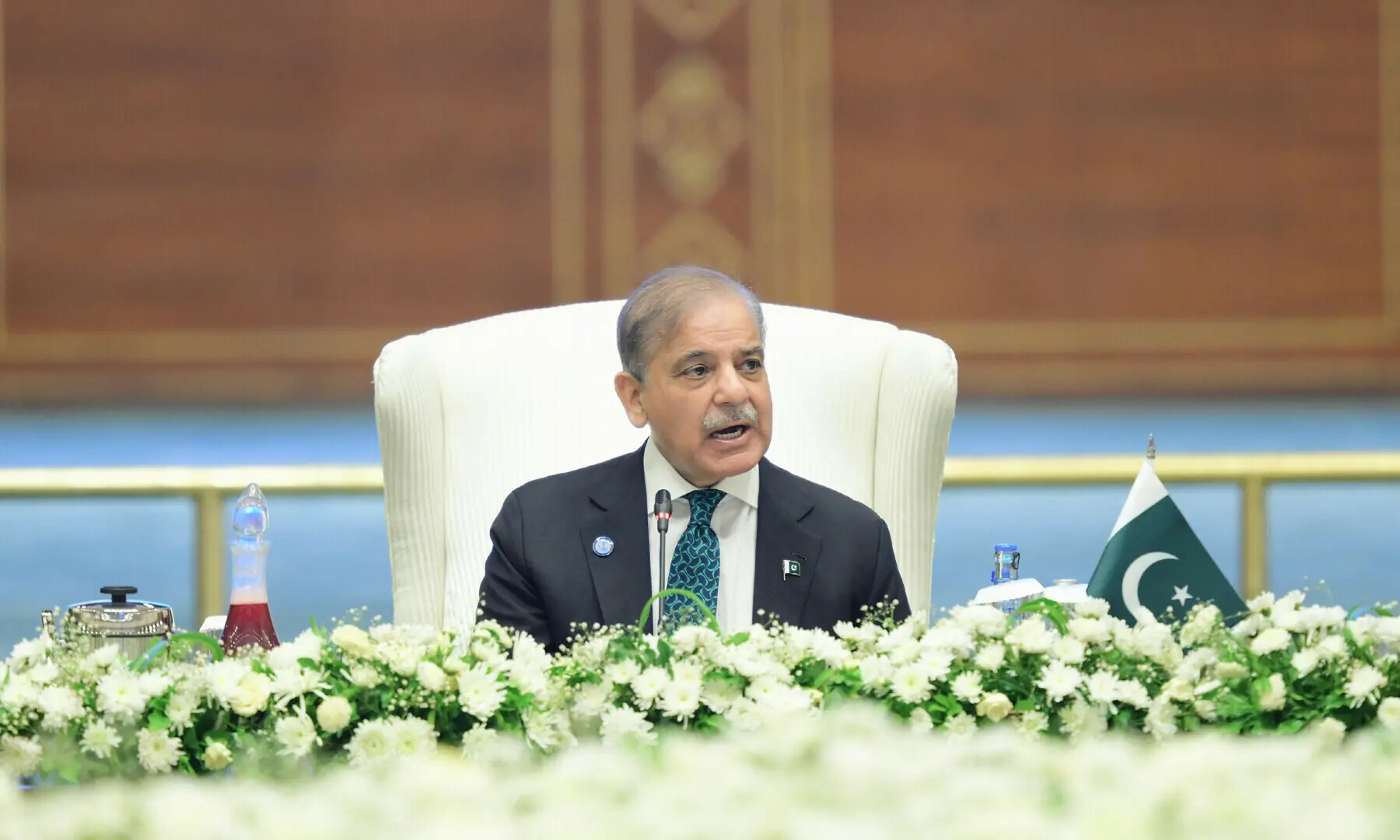Prime Minister Shehbaz Sharif addresses the 23rd meeting of the SCO Council of Heads of Governments at Jinnah Convention Centre, Islamabad, on Oct 16, 2024. — DawnNewsTV/File Prime Minister Shehbaz Sharif addresses the 23rd meeting of the SCO Council of Heads of Governments at Jinnah Convention Centre, Islamabad, on Oct 16, 2024. — DawnNewsTV/File