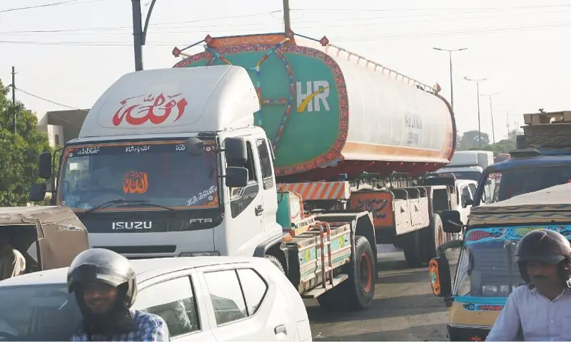 A file photo of a heavy vehicle in traffic.&mdash;Shakil Adil / White Star/File