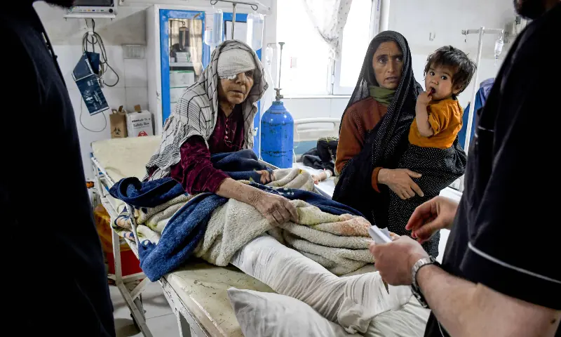 An Afghan injured woman receives treatment at a hospital in the aftermath of an earthquake, that struck overnight in Mazar-i-Sharif on Nov 3, 2025. &mdash; AFP