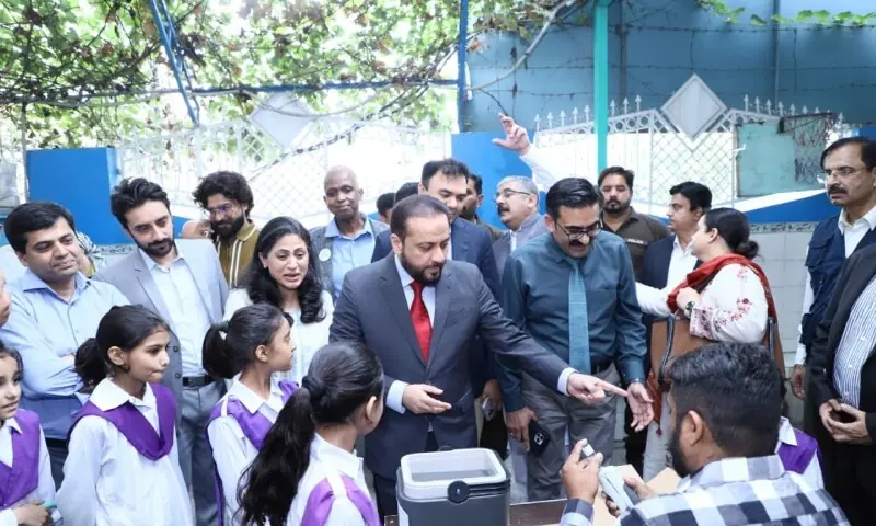 Punjab Minister for Health and Popu&shy;lation Khwaja Imran Nazeer inaugurated the fractional inactivated polio vaccine (fIPV) campaign on Monday. &mdash; Photo courtesy Khawaja Imran Nazeer/X