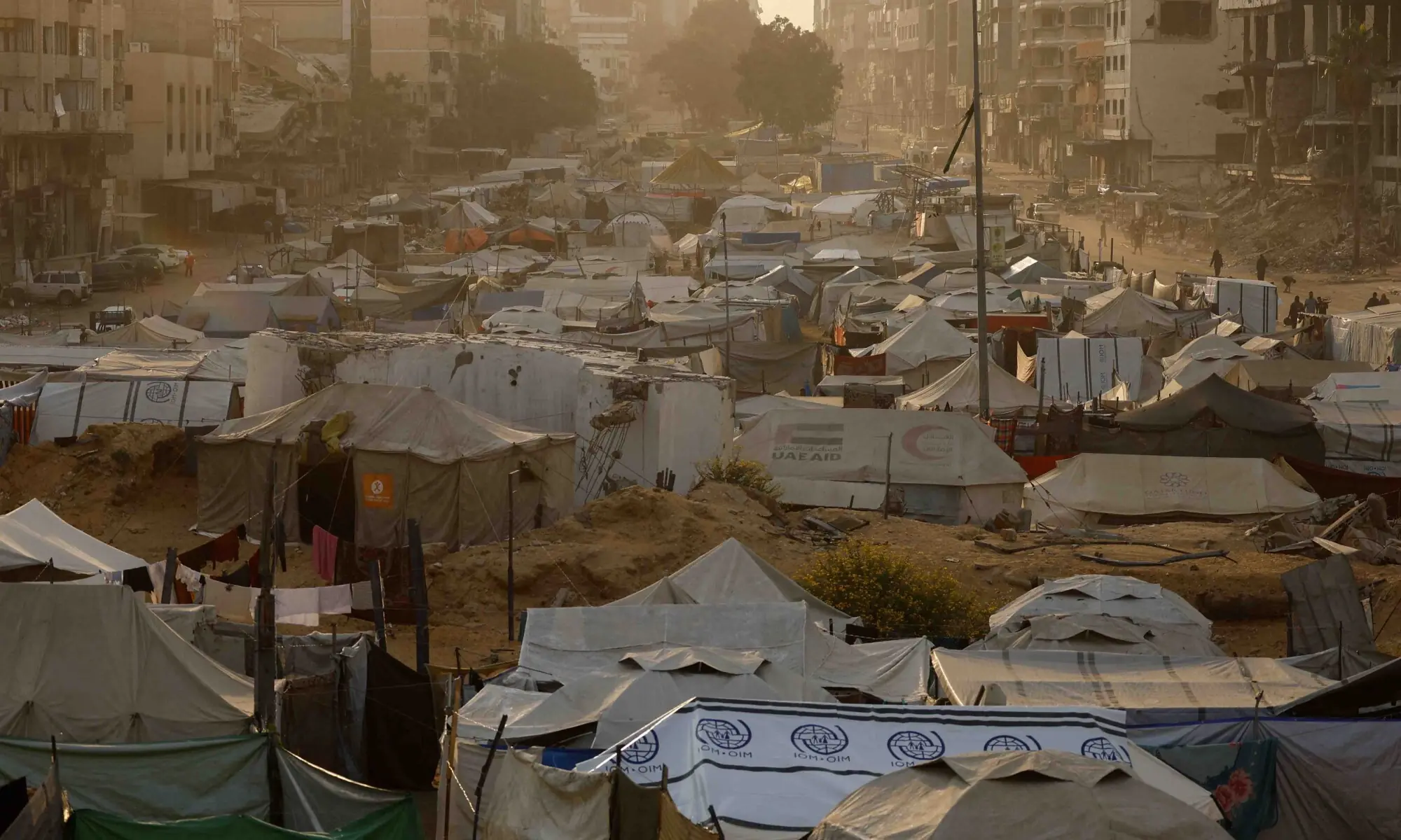 Displaced Palestinians shelter in tents, amid a ceasefire between Israel and Hamas, in Gaza City, November 4, 2025. &mdash; Reuters