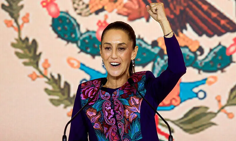 Claudia Sheinbaum, the presidential candidate of the ruling MORENA party, reacts as she addresses her supporters after winning the election, in Mexico City, Mexico on June 3, 2024. &mdash; Reuters/File