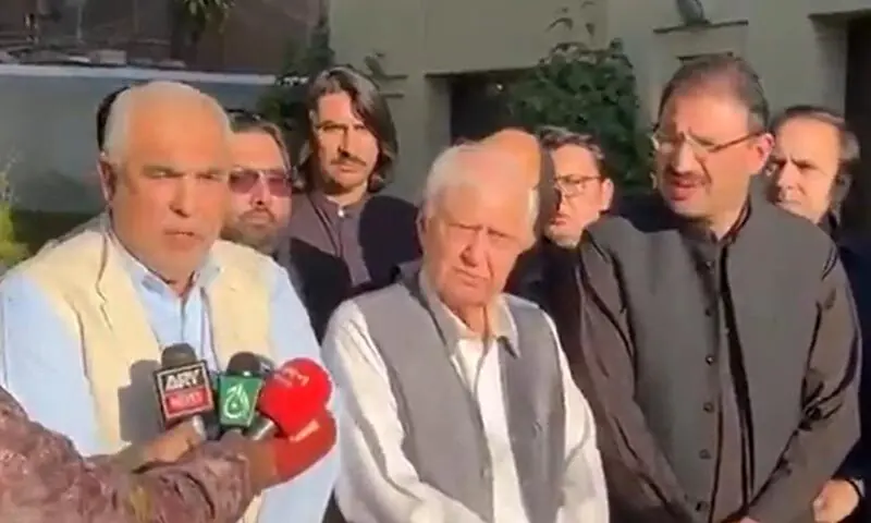 PTI senior leader Asad Qaiser and National Awami Party Chairman Aftab Sherpao deliver a press conference in Islamabad on November 6. — Screengrab via X/@AsadQaiserPTI PTI senior leader Asad Qaiser and National Awami Party Chairman Aftab Sherpao deliver a press conference in Islamabad on November 6. — Screengrab via X/@AsadQaiserPTI
