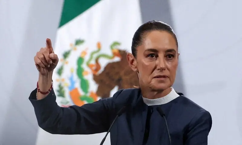 Mexico&rsquo;s President Claudia Sheinbaum speaks during a press conference at the National Palace in Mexico City, Mexico on November 3. &mdash; Reuters