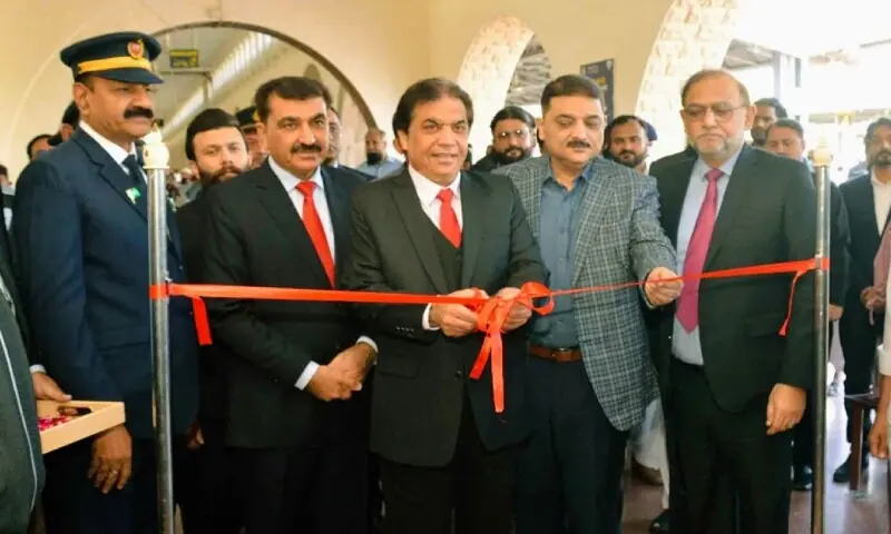 Railway Minister for Railways Hanif Abbasi inaugurated the upgraded railway station on Friday. &mdash; Photo courtesy Ministry of Railways/X