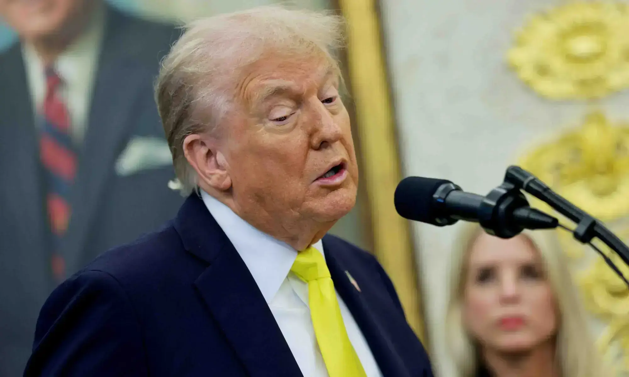 US President Donald Trump speaks during a press conference in the Oval Office at the White House in Washington, DC, US on October 15. &mdash; Reuters