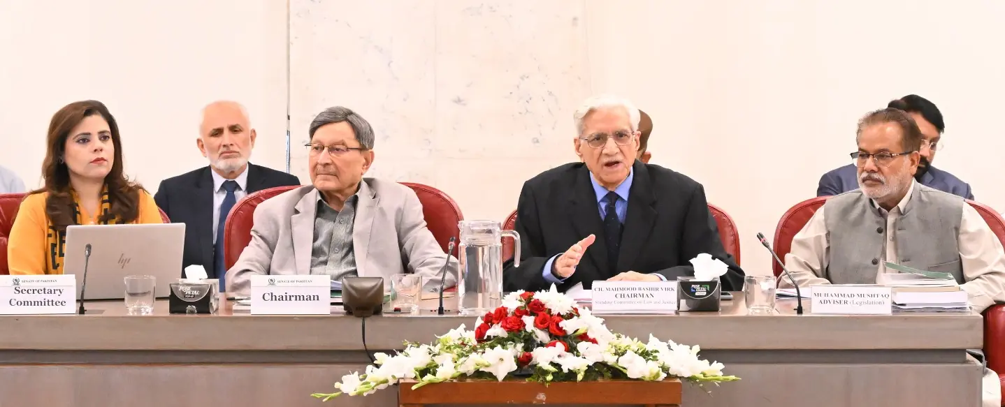Senator Farooq H. Naek and MNA Chaudhry Mahmood Bashir Virk chair a joint session of the Senate and National Assembly standing committees on law and justice on Nov 9, 2025. — via author Senator Farooq H. Naek and MNA Chaudhry Mahmood Bashir Virk chair a joint session of the Senate and National Assembly standing committees on law and justice on Nov 9, 2025. — via author