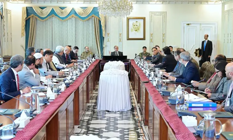 Prime Minister Shehbaz Sharif chairs a review meeting regarding cashless economy in Islamabad on November 10, 2025. &mdash; PID
