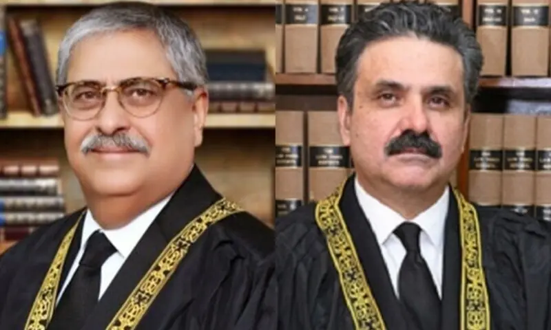 This combination photo shows Justice Athar Minallah (L) and Chief Justice of Pakistan Yahya Afridi (R). &mdash; Photo courtesy SC website