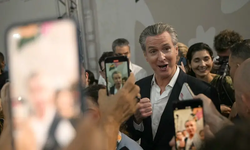 Governor of California Gavin Newsom speaks to journalists after a press conference during the COP30 UN Climate Change Conference in Belem, Para State, Brazil on November 11. — AFP Governor of California Gavin Newsom speaks to journalists after a press conference during the COP30 UN Climate Change Conference in Belem, Para State, Brazil on November 11. — AFP
