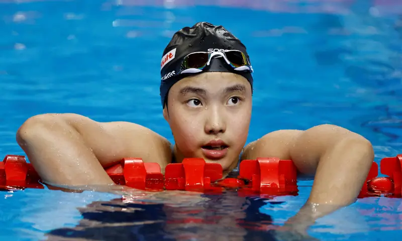 China&rsquo;s Zidi Yu reacts at the end of heat 2 at the World Aquatics Championships in the Women 400m Medley on August 3, 2025. &mdash; Reuters/File