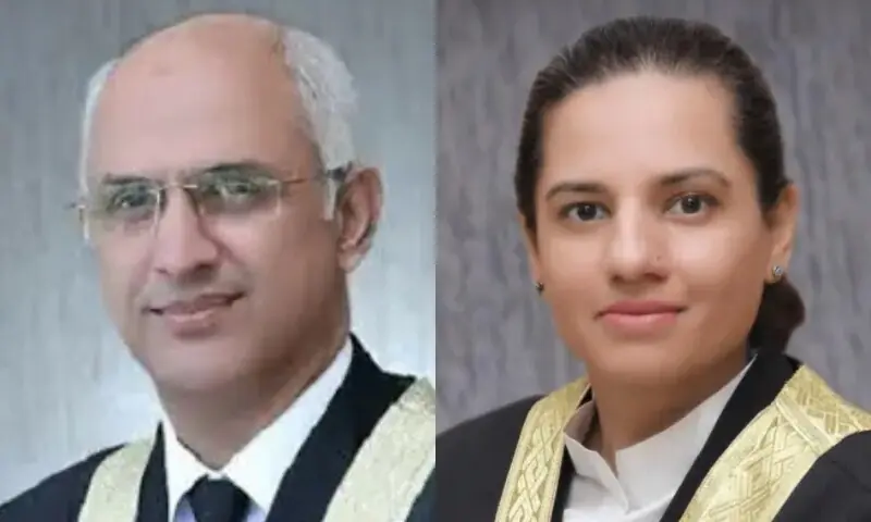 Collage shows Justices Mohsin Akhtar Ka&shy;&shy;&shy;yani (L) and Saman Rafat Imtiaz (R). &mdash; DawnNewsTV