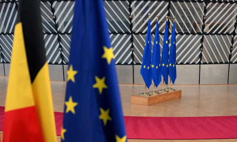 This photograph shows European Union flags next to a red carpet during an Environment Council in Brussels on November 4, 2025. — AFP This photograph shows European Union flags next to a red carpet during an Environment Council in Brussels on November 4, 2025. — AFP