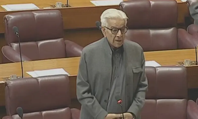 Defence Minister Khawaja Asif speaks at National Assembly floor on Friday, Nov 14. &mdash; DawnNewsTV