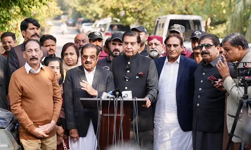 PPP leaders nominate Faisal Rathore to become AJK prime minister in Islamabad on November 14. — Photo courtesy PPP PPP leaders nominate Faisal Rathore to become AJK prime minister in Islamabad on November 14. — Photo courtesy PPP
