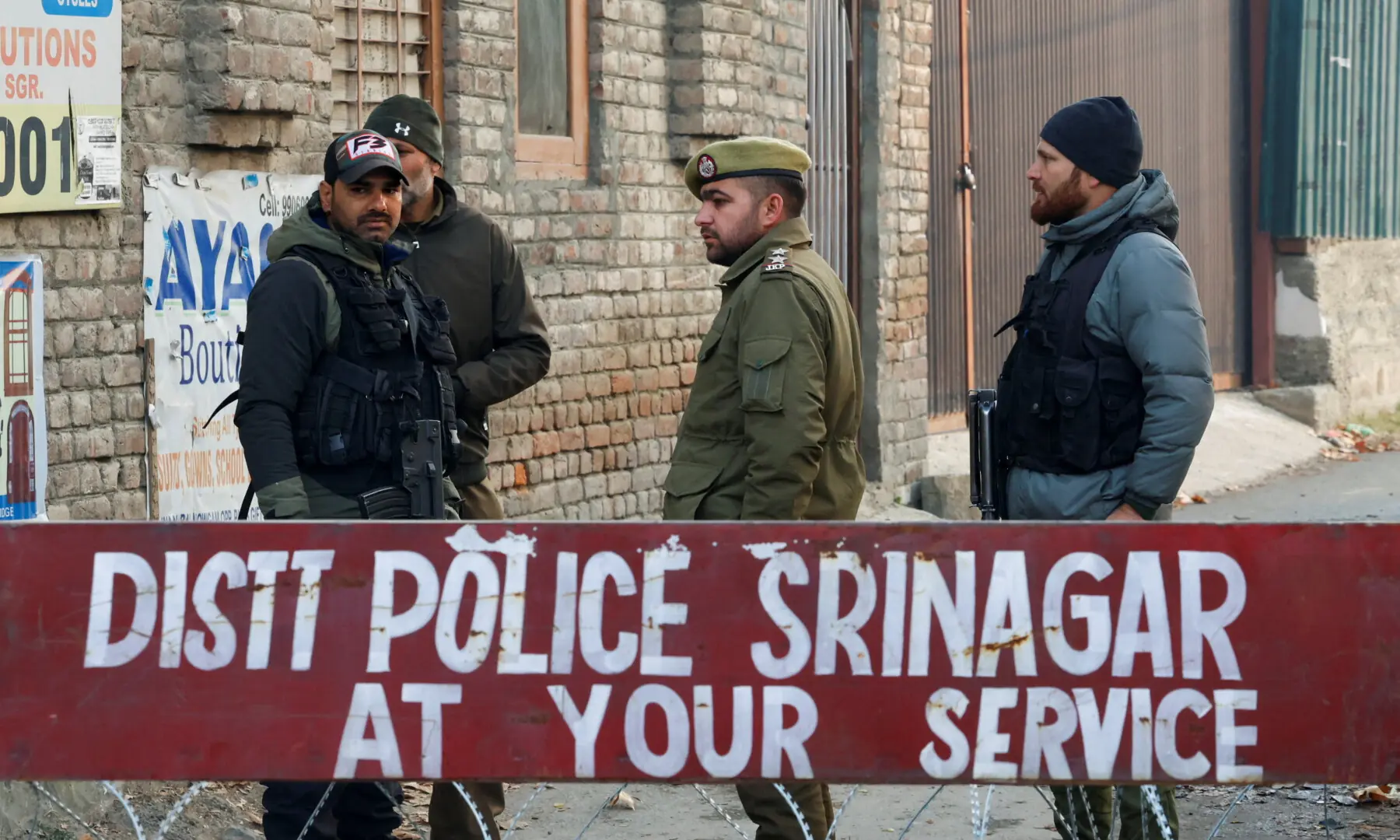 Indian security forces stand at a barricade near the site of an explosion inside a police station in Srinagar, India-occupied Kashmir on Nov 15, 2025. &mdash; Reuters