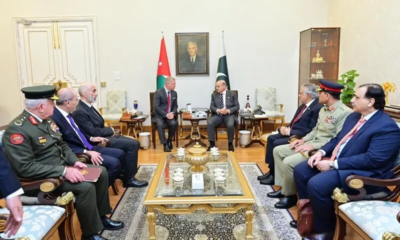 Prime Minister Shehbaz Sharif and Jordanian King King Abdullah II have a meeting in Islamabad on Saturday. &mdash; PTV News