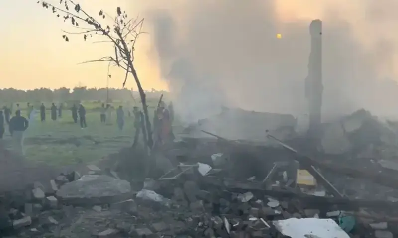 Visual from the site of an explision a fireworks factory in Hyderabad on Saturday. &mdash; screengrab
