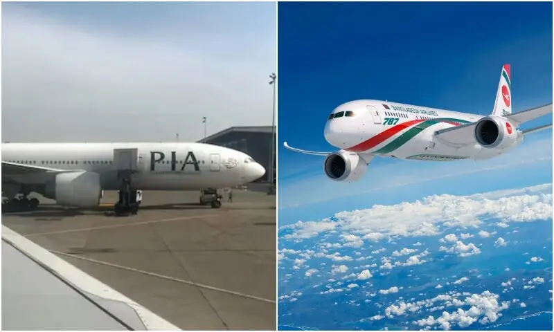 A combination photo of commercial aircraft operated by PIA (L) and Bangladesh&rsquo;s Biman Airlines (R). &mdash; Reuters/Biman Airlines/File