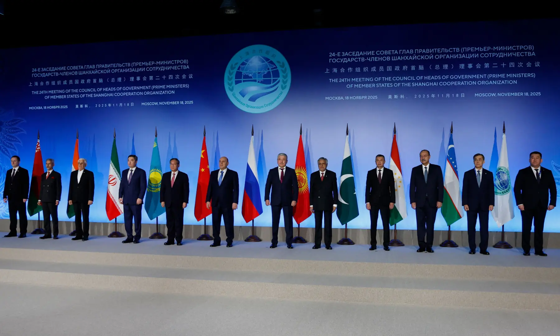 In this pool photograph distributed by the Russian state agency Sputnik, participants of a meeting of the Council of Heads of Government of the Shanghai Cooperation Organisation (SCO) member states, including Russia’s Prime Minister Mikhail Mishustin, Deputy PM and FM Ishaq Dar, and Indian Foreign Minister Subrahmanyam Jaishankar pose for a group photo in Moscow on Nov 18, 2025. — AFP via pool/ Russian state agency Sputnik In this pool photograph distributed by the Russian state agency Sputnik, participants of a meeting of the Council of Heads of Government of the Shanghai Cooperation Organisation (SCO) member states, including Russia’s Prime Minister Mikhail Mishustin, Deputy PM and FM Ishaq Dar, and Indian Foreign Minister Subrahmanyam Jaishankar pose for a group photo in Moscow on Nov 18, 2025. — AFP via pool/ Russian state agency Sputnik