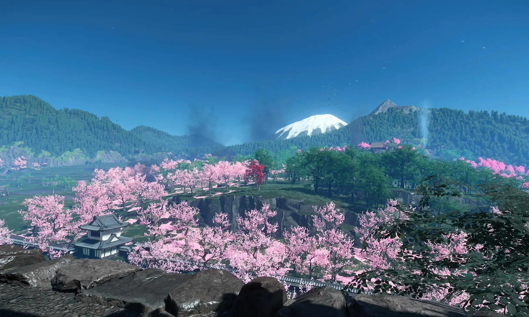 A view of the Oshima Coast region of Ezo in Ghost of Yotei. — Screengrab by author