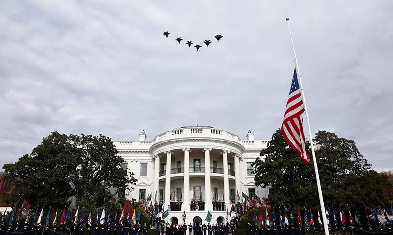 US President Donald Trump and Saudi Crown Prince Mohammed bin Salman watch a military flyby at the White House in Washington, DC, the US on November 18. — Reuters US President Donald Trump and Saudi Crown Prince Mohammed bin Salman watch a military flyby at the White House in Washington, DC, the US on November 18. — Reuters