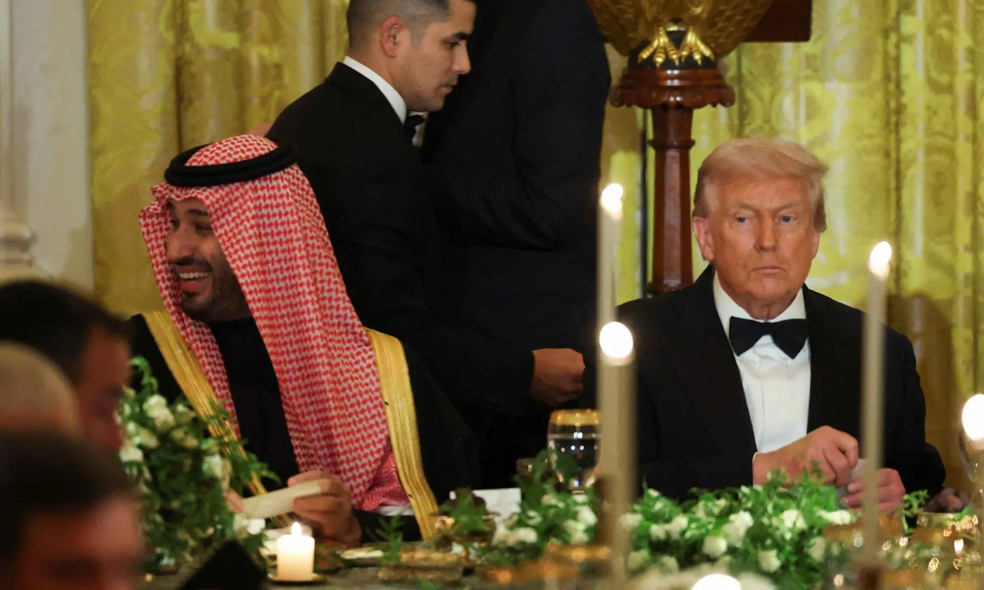 US President Donald Trump looks on as he hosts a dinner for Saudi Crown Prince and Prime Minister Mohammed bin Salman, at the White House in Washington, DC, US on November 18, 2025. &mdash; Reuters