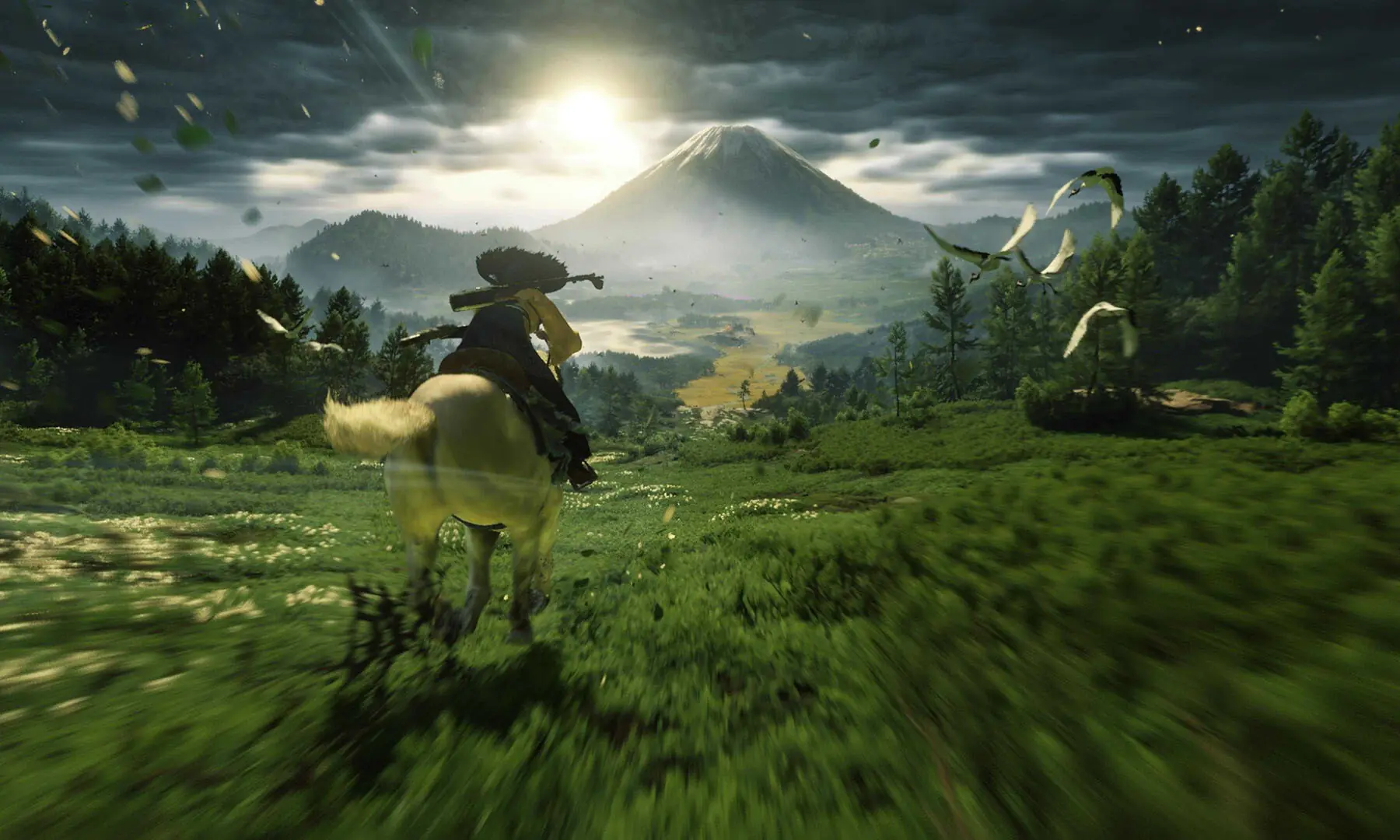 Atsu rides a horse in Ghost of Yotei. — Screengrab by author