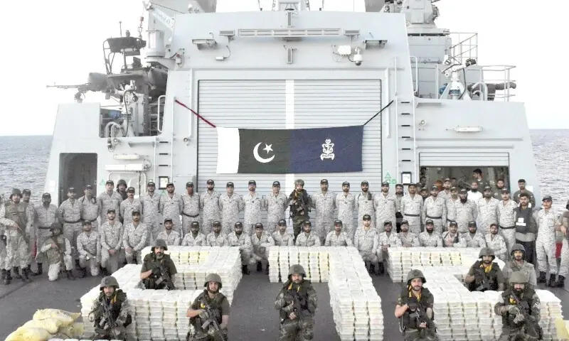 A drug bust by Pakistan Navy ship Tabuk in the Arabian Sea. &mdash; DGPR Navy