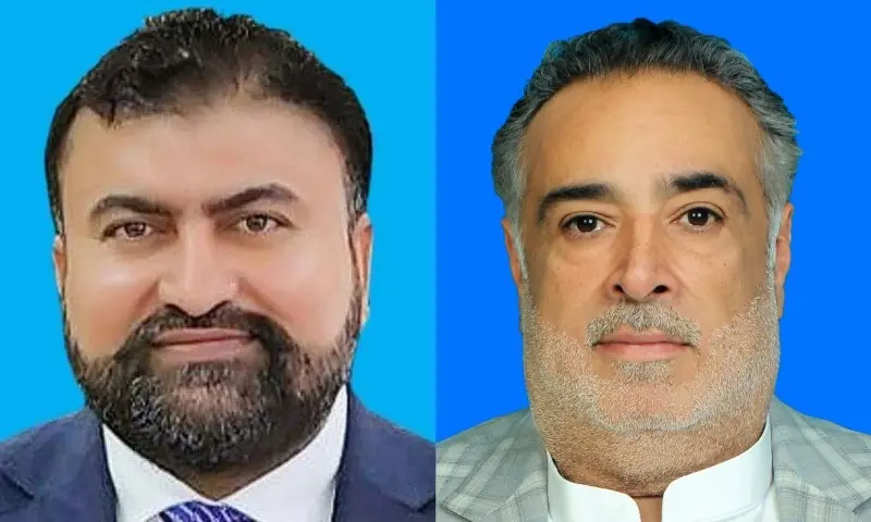 Collage shows Balochistan Chief Minister Sarfaraz Bugti (L) and PML-N Senator Mir Dostain Khan Domki. &mdash; DawnNewsTV