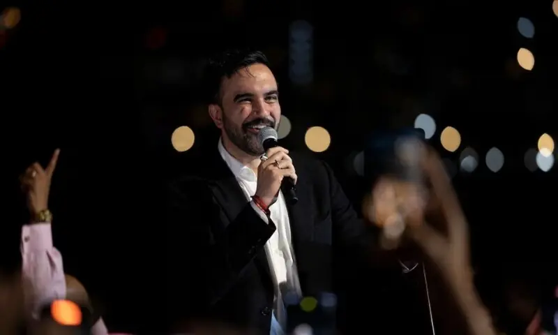 New York City mayor-elect Zohran Mamdani speaks at an event in San Juan, Puerto Rico on November 6. &mdash; Reuters