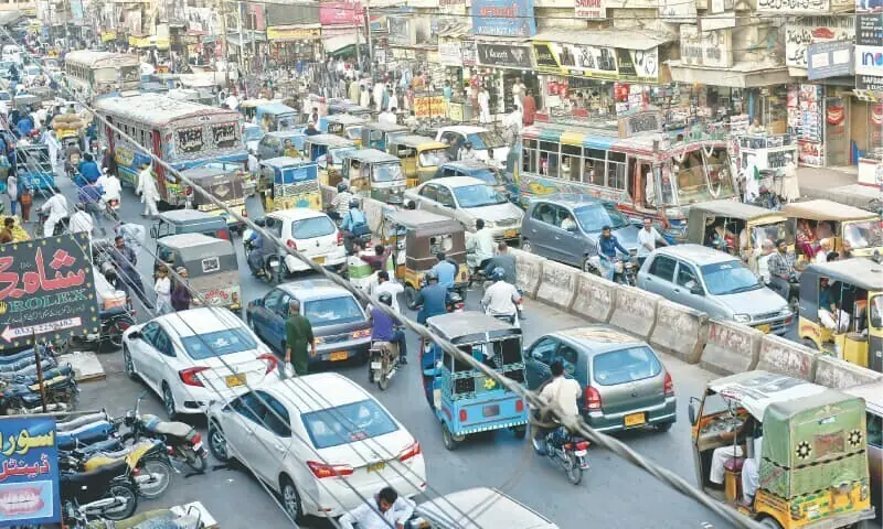 Gridlock rules the Regal Chowk area in Saddar on Friday afternoon.— Fahim Siddiqi/White Star Gridlock rules the Regal Chowk area in Saddar on Friday afternoon.— Fahim Siddiqi/White Star