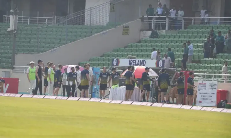 Play between Bangladesh and Ireland in the second Test was halted for three minutes on Friday morning as a 5.5-magnitude earthquake jolted parts of Bangladesh and India. — Photo via Bangladesh Cricket Board Play between Bangladesh and Ireland in the second Test was halted for three minutes on Friday morning as a 5.5-magnitude earthquake jolted parts of Bangladesh and India. — Photo via Bangladesh Cricket Board