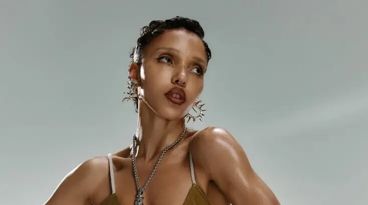 FKA Twigs wears earrings from Pakistani brand Zohra Rahman for Rolling Stone UK cover